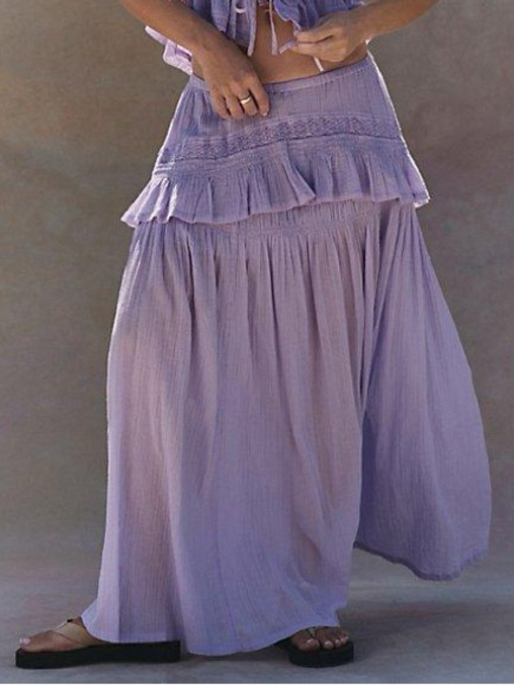 Free People Free-est Bare Bliss Ruffle Maxi Skirt Boho Hippie Pastel Fairy